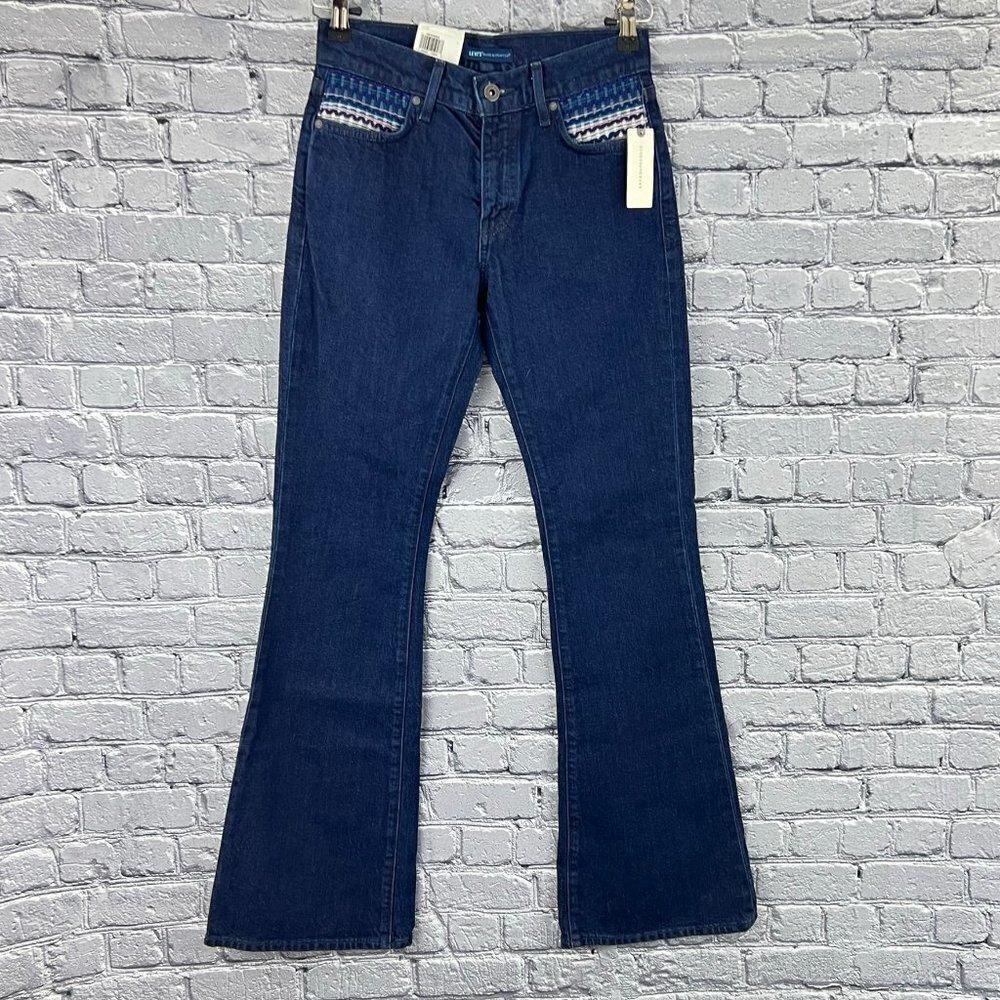 Levi's Stem Flare Jeans Embroidered  Nwt Size 25 - Picture 7 of 10